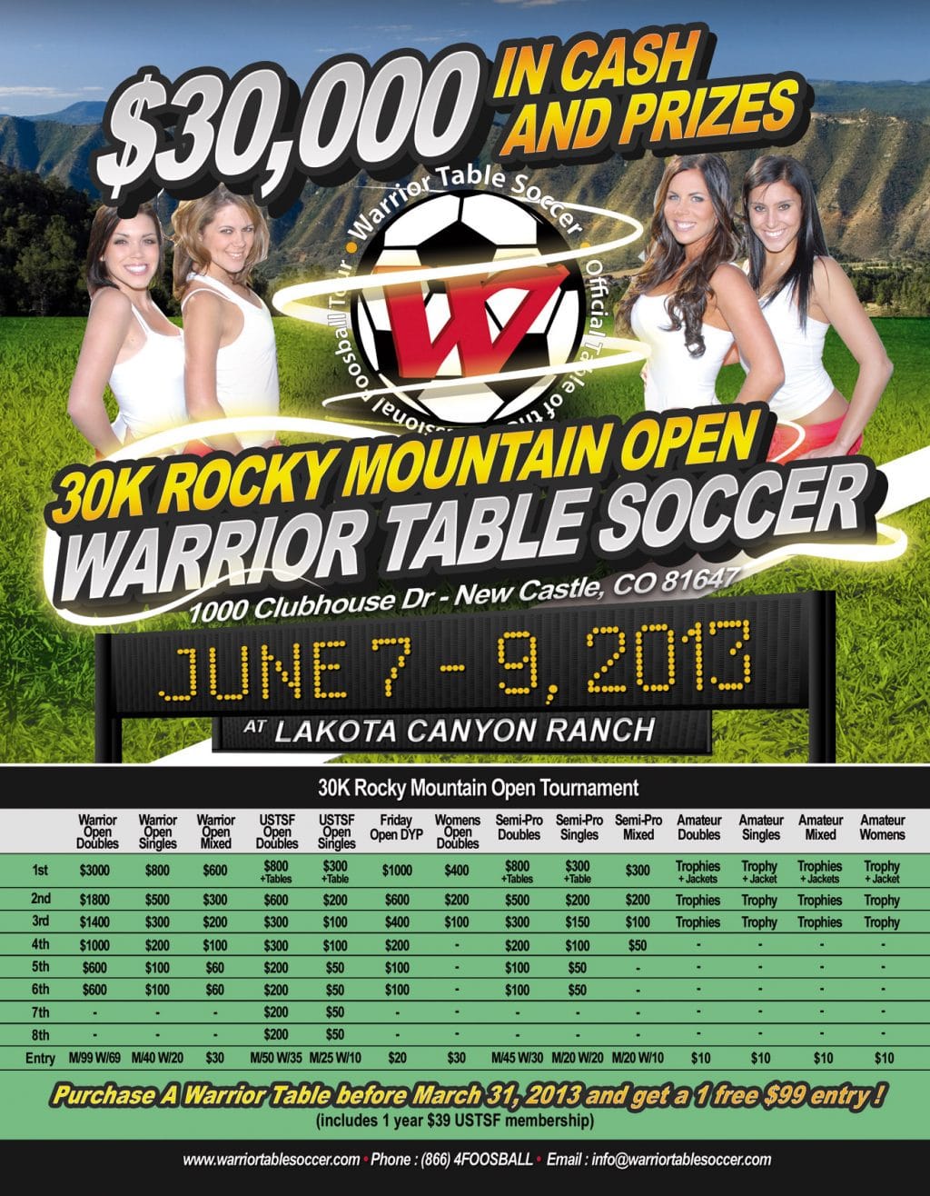30K Rocky Mountain Open Warrior Table Soccer Warrior Foosball